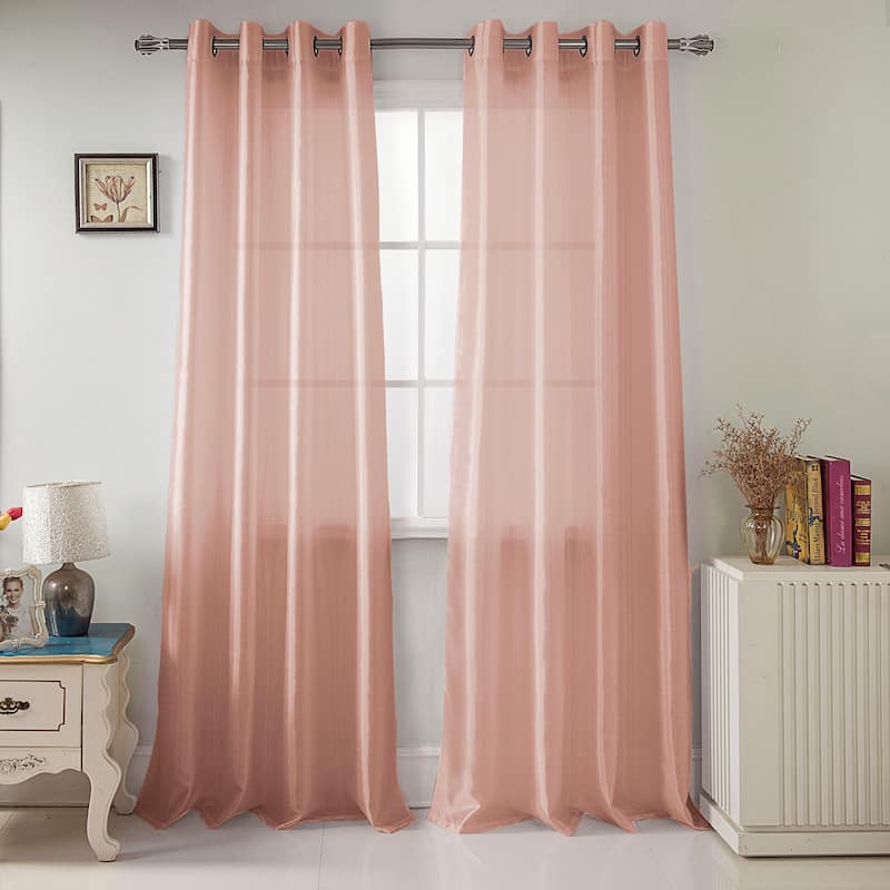 Nancy Faux Silk Grommet Window Curtain Panel - 84 or 95 inch - 54 x 84 - Blush