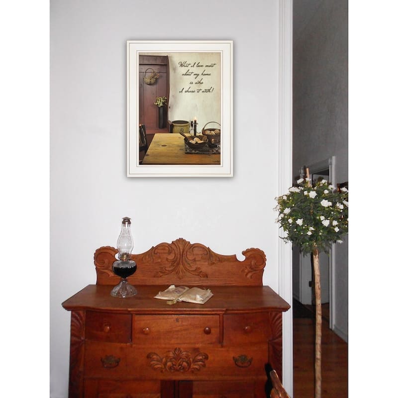TrendyDecor4U Farmhouse "What I love Most" Framed Print Wall Art by Susan Boyer