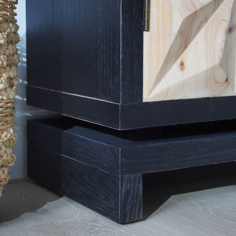 3D Geometric Carved Double-Door Cabinet - Manufactured Wood Storage Cabinet, Modern Decorative Furniture