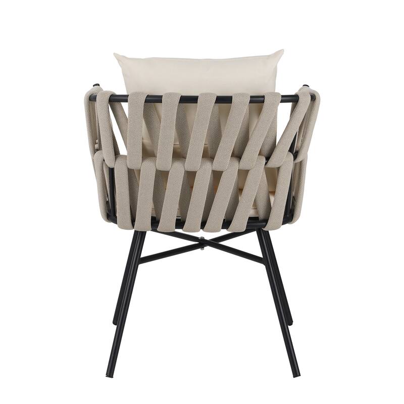 Iron Frame 7-Pieces Outdoor Dining Table with 6 Single Chairs