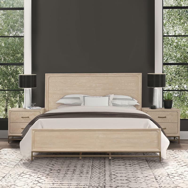 Furniture of America Drayden 3-Piece Light Oak Solid Wood King Panel Footboard Platform Bedroom Set - Light Oak