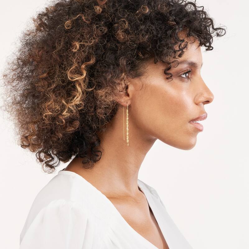 Curata 14k Yellow Gold Multi Chain Dangle Threader Earrings
