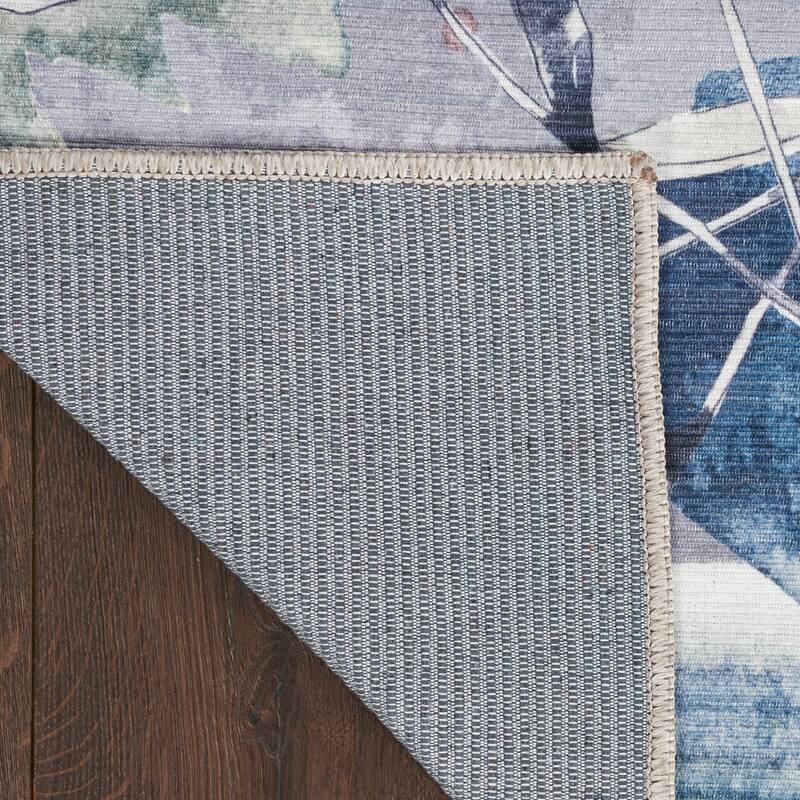 Nourison Washables Indoor only Grey Floral Area Rug