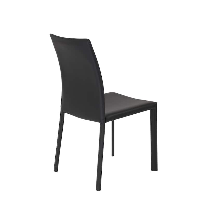 HomeRoots Set of Two Black Upholstered Leather Dining Side Chairs - 19.30 in. x 35.04 in. x 20.87 in.