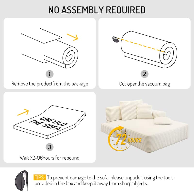 Luxurious Plush Corduroy Chaise Lounge Convertible Sofa Bed with Storage Pocket and Wide Armrests