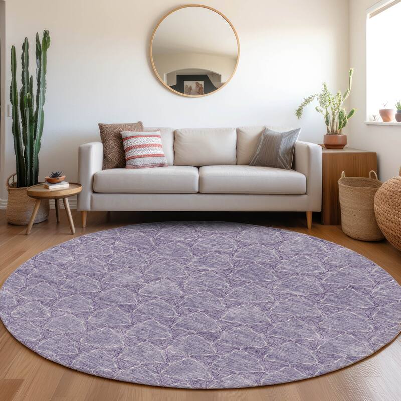 Premium Washable Super Soft Modern Geo Mayfield Rug - Lavender - 8' x 8'