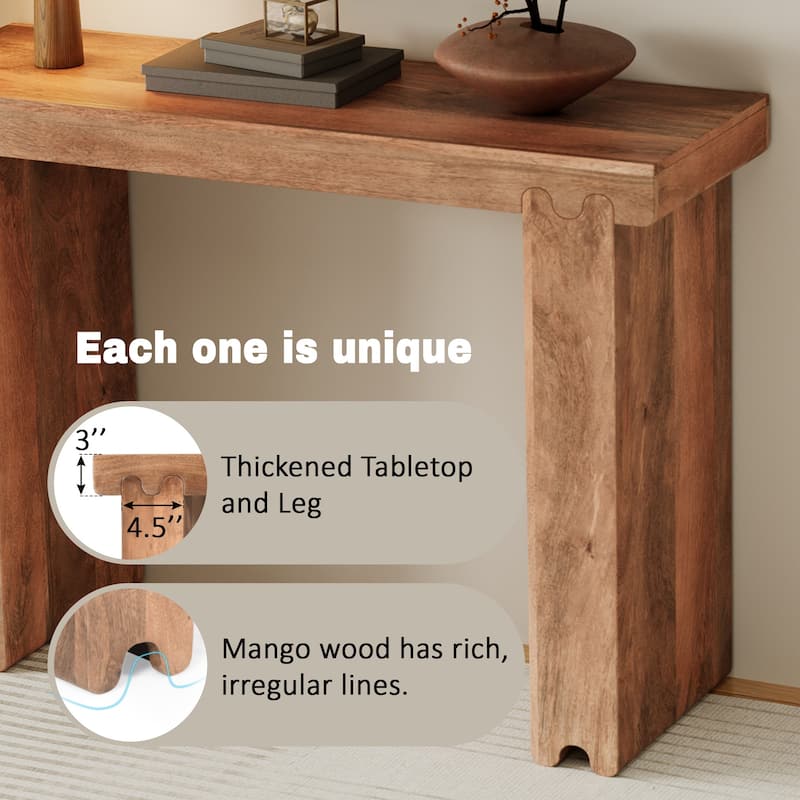 45" Thickened Farmhouse Mango Wood Console Table