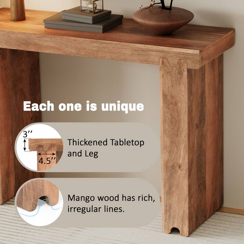 Console Table, Farmhouse Mango Wood Entryway Table, 45-Inch Thickened Sofa Table, Minimalist Narrow Console Table