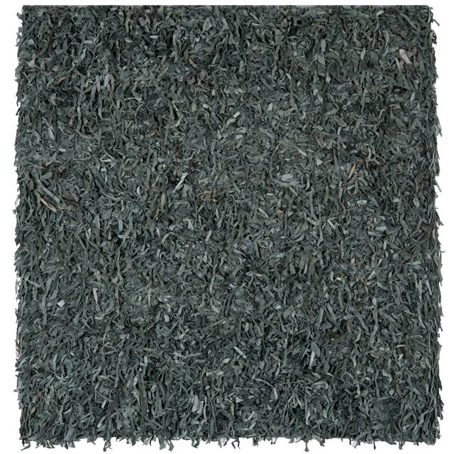 SAFAVIEH Handmade Leather Shag Carlijn Modern Decorative Rug - 6' x 6' Square - Grey