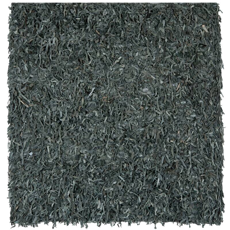 SAFAVIEH Handmade Leather Shag Carlijn Modern Decorative Rug - 6' x 6' Square - Grey