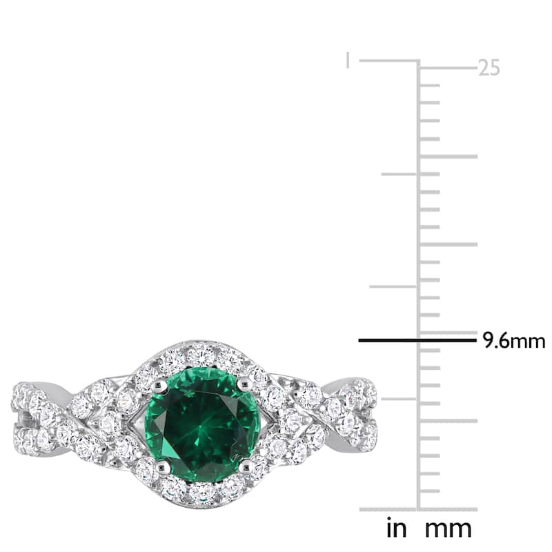 Miadora 3ct TGW Green & White Cubic Zirconia Twisted Halo Ring in Sterling Silver