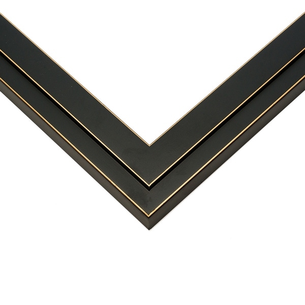 22x34 - 22 x 34 Black and Gold Pinstripe Solid Wood Frame with UV