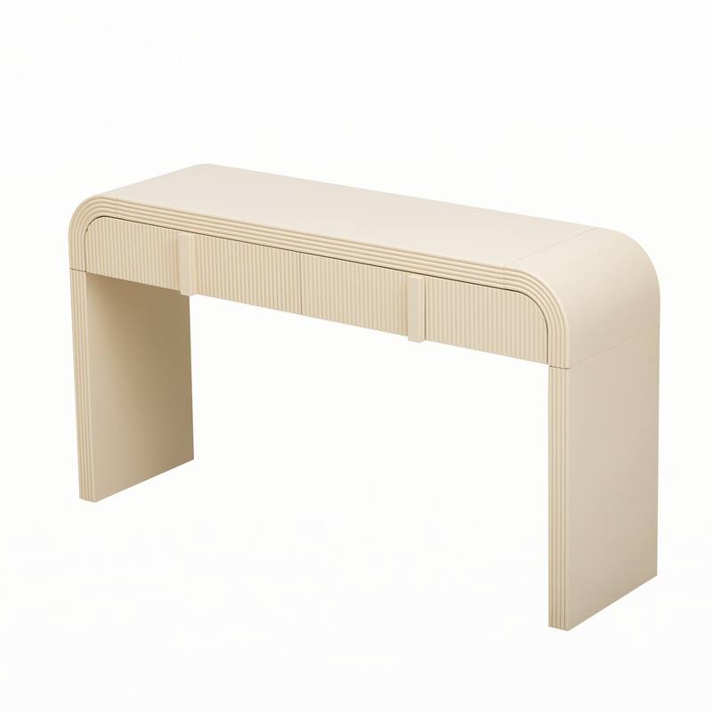 Modern Console Table with 2 Storage Drawers(Apricot Cream)