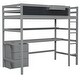 preview thumbnail 12 of 28, Wood Twin Size Loft Bed with Desk, Blackboard, Storage Box, Shelf & 3 Drawers, Safe Design with Guardrails, Grey
