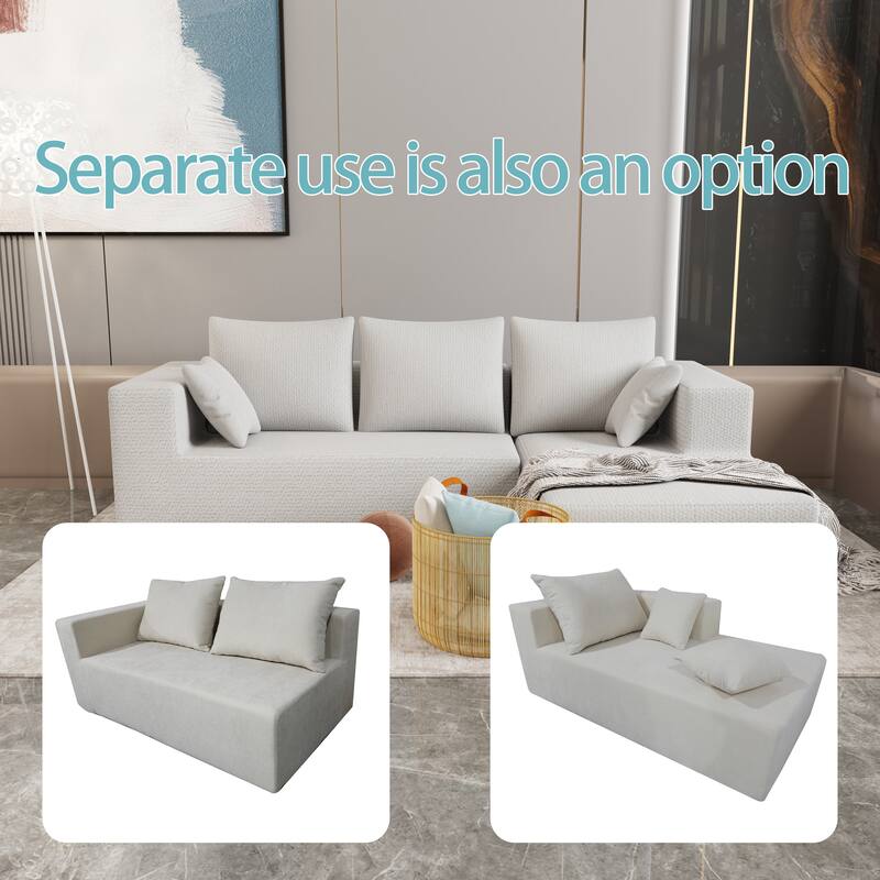 Combination Sofa & Bed (Beige): High - density Sponge, Soft Linen, Multiple Combinations, 107x39x26 inches, 166 lbs