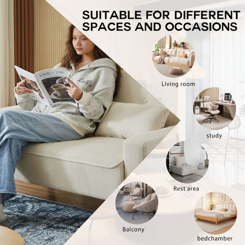 4-Piece Corduroy Living Room Sectional Sofa Set with Loveseat and Chair