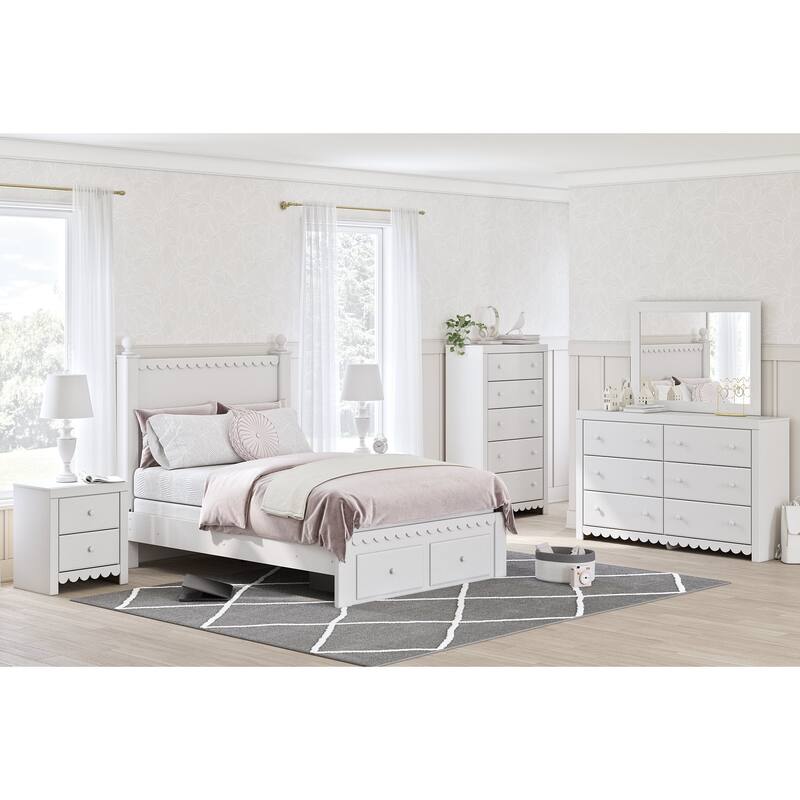 Signature Design by Ashley Mollviney White Bedroom Mirror - 41.85" W x 1.3" D x 30.67" H