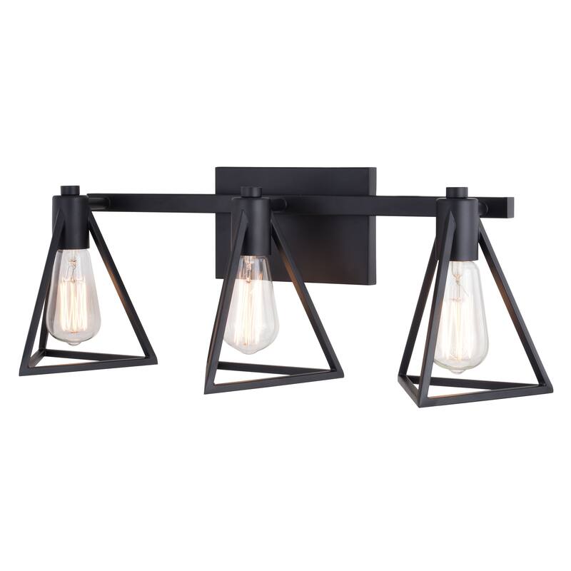 Ravenna Matte Black Contemporary Bathroom Vanity Lighting Fixture, Metal Cage Shade, Dimmable, LED Compatible, Over Mirror Mount