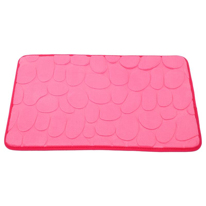 Non-Slip Bathroom Rugs, Polyester Bath Mat, Machine Washable Rose Red Cobblestone Pattern 23.62"x15.75"