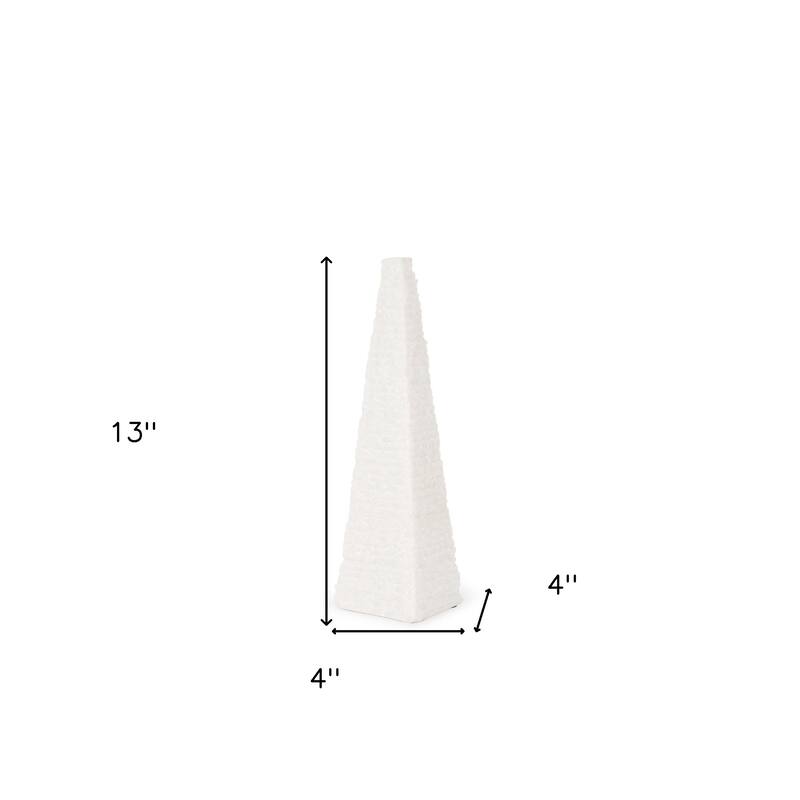 HomeRoots 13" White Marble Obelisk Tabletop Sculpture - 4.00 in. x 13.00 in. x 4.00 in.