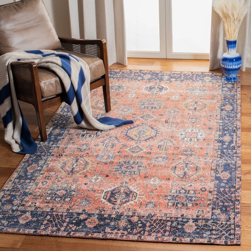 SAFAVIEH Classic Vintage Boho Menucha Oriental Cotton Rug - 5' x 8' - Rust/Navy