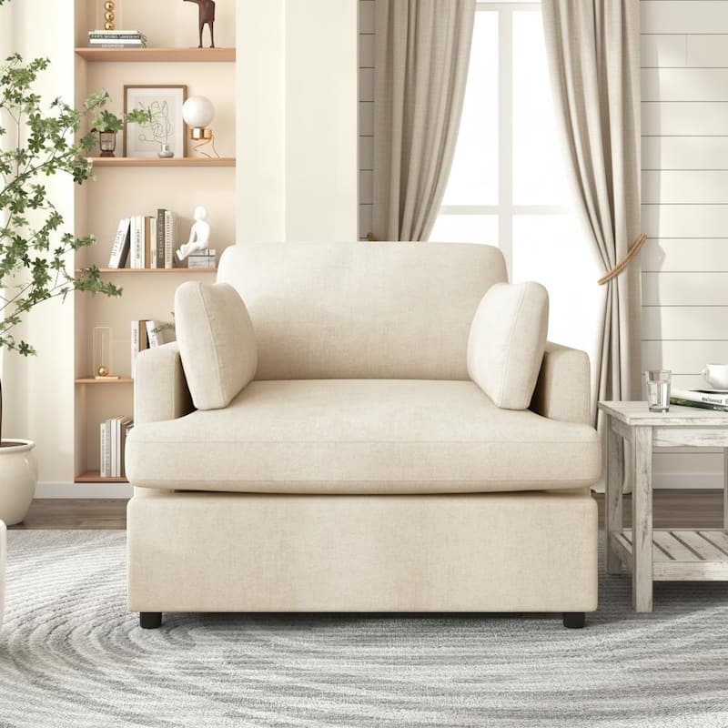 Oversized T-Cushion Accent Chair with Floating Armrest Pillows by Harper&Bright Designs