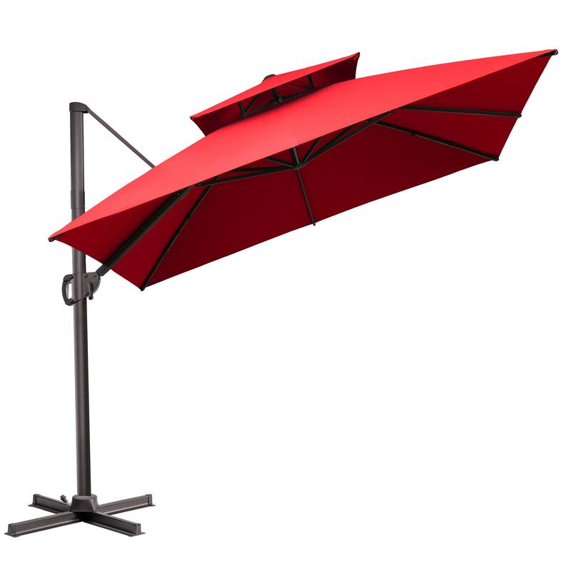 10.5ft Outdoor Patio Double Top Cantilever Offset Umbrella