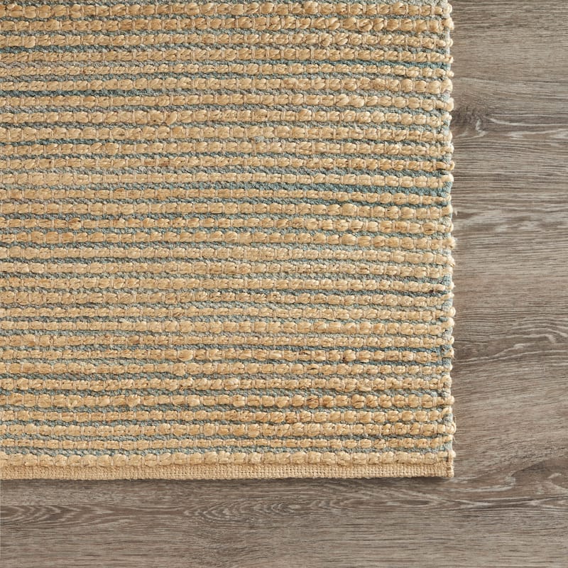Nevaeh Brown/Blue Striped Hand-Woven Jute Indoor Area Rug by Sevita