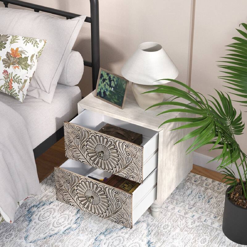 SUNBURY Vintage Solid Wood Nightstand with Drawer