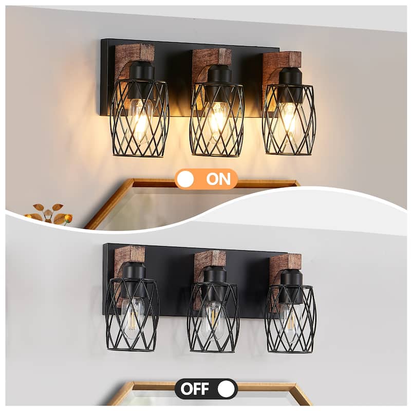 18" Industrial Vintage 3-Light Wall Sconce, Cage Wall Lighting Fixture