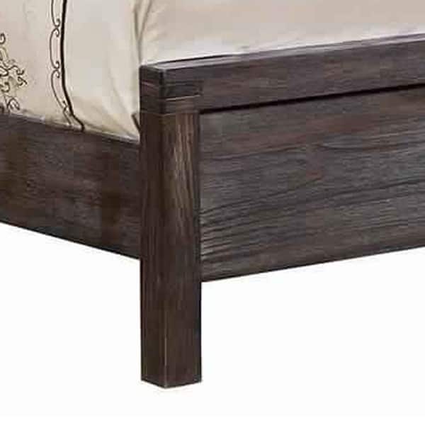 Wooden Eastern King Bed With Panel Headboard Brown And Gray