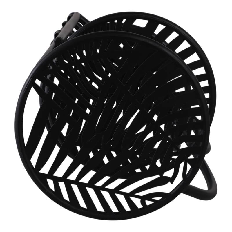 Iron and Metal Leaf Cutout Design 3-Tier Plant Stand - 22" Black - 10" x 10" x 22"