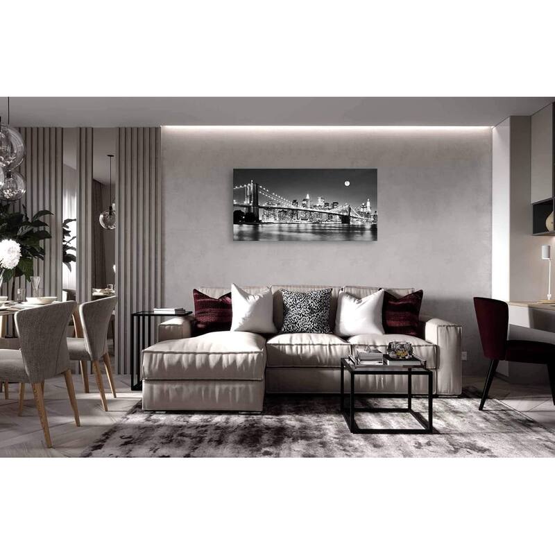 Night New York City Scene Picture Paintings Black and white Wall Art