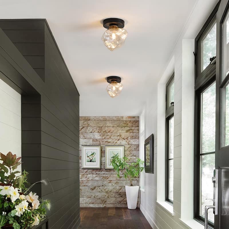 1-Light Modern Glass Wall Sconce - Clear Glass Shade Wall Light for Living Room, Bedroom, and Hallway