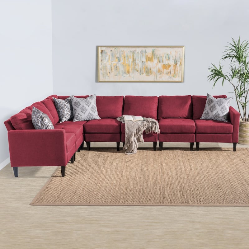 Zahra Fabric 7-piece Sectional Sofa Set by Christopher Knight Home - Red