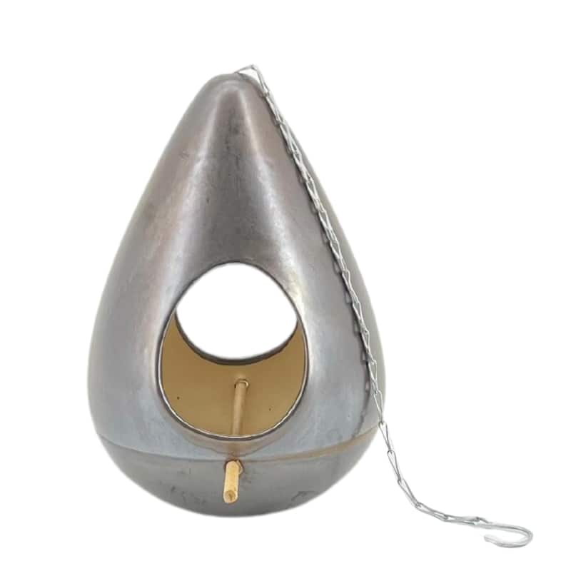 Ceramic 10-Inch Teardrop Birdhouse - Brown