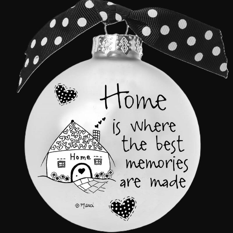 4" Black White Ornament Home is Where Memories are Made Print