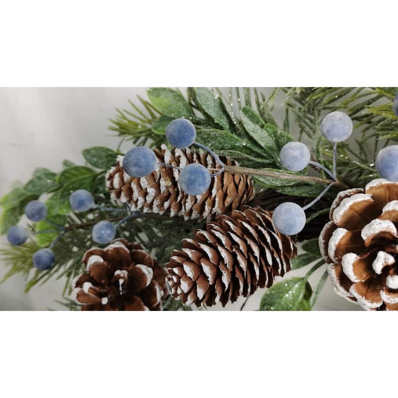 60" Artificial Christmas Garland with Pine Cones and Frosted Branches - Green
