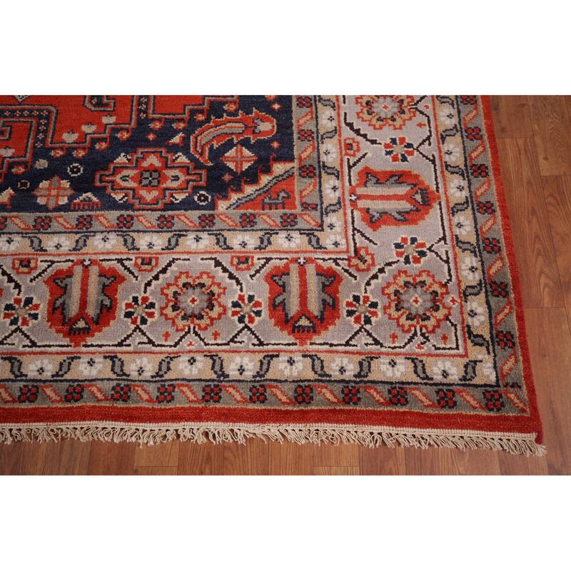 Viss Oriental Area Rug Handmade Geoemtric Orange Wool Carpet - 8'11"x 11'10"