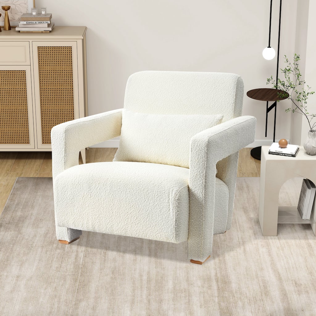Upholstered Accent Chair With Pillows And Sturdy Wooden Legs, Armchair For Living Room Office,Bedroom
