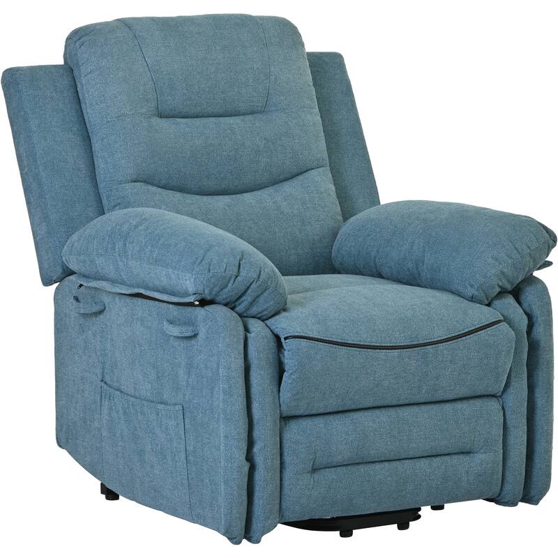 Standard Linen Power Lift Recliner Chair with Massage & Side Pocket