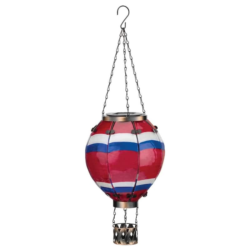 Hot Air Balloon Solar Lantern LG - Stripe - 7.5''x7.5''x23.5''