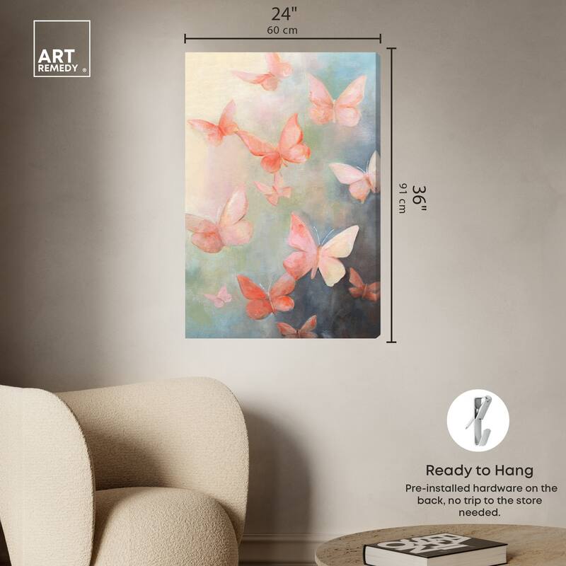 Art Remedy Peaceful Butterflies Gallery Wrapped Butterfly 1 Piece Canvas Wall Art