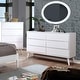 preview thumbnail 4 of 10, Fopp Mid-Century Modern Solid Wood 6-Drawer 2-Piece Dresser and Oval Mirror Set by Furniture of America