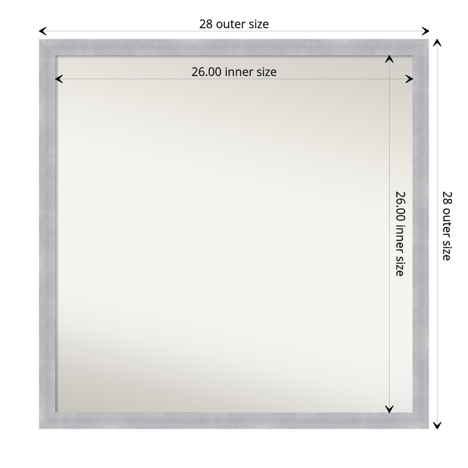 Non-Beveled Custom Wall Mirror, Brushed Nickel Frame - On Sale - Bed Bath &  Beyond - 32167303