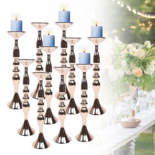 10 Pcs Gold Centerpieces Candle Holder Flower Vase Stand - Bed Bath ...