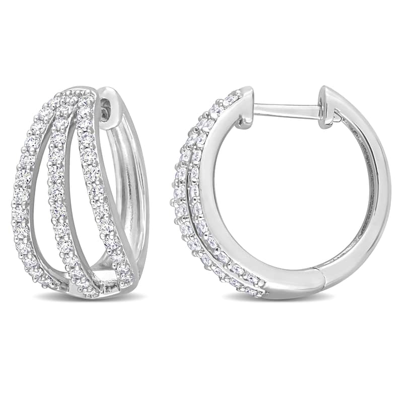 Miadora 4/5ct DEW Created Moissanite Hoop Earrings in Sterling Silver