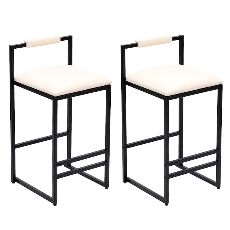 Ostweer Furniture PU Leather Upholstered Bar Stools Black Set of 2