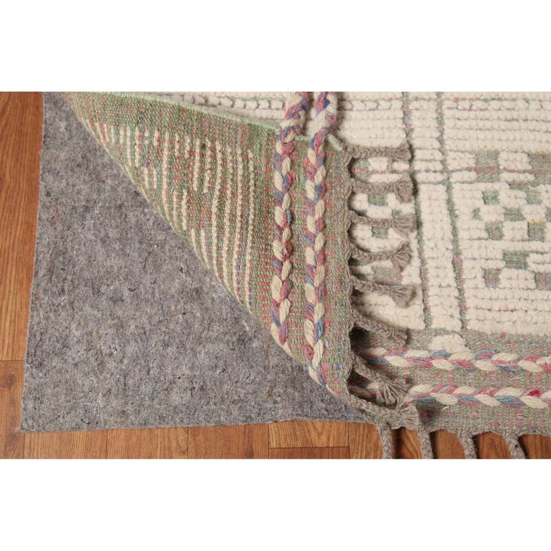 Modern Moroccan Large Area Rug Handmade Beige Wool Carpet - 9'11"x 15'9"