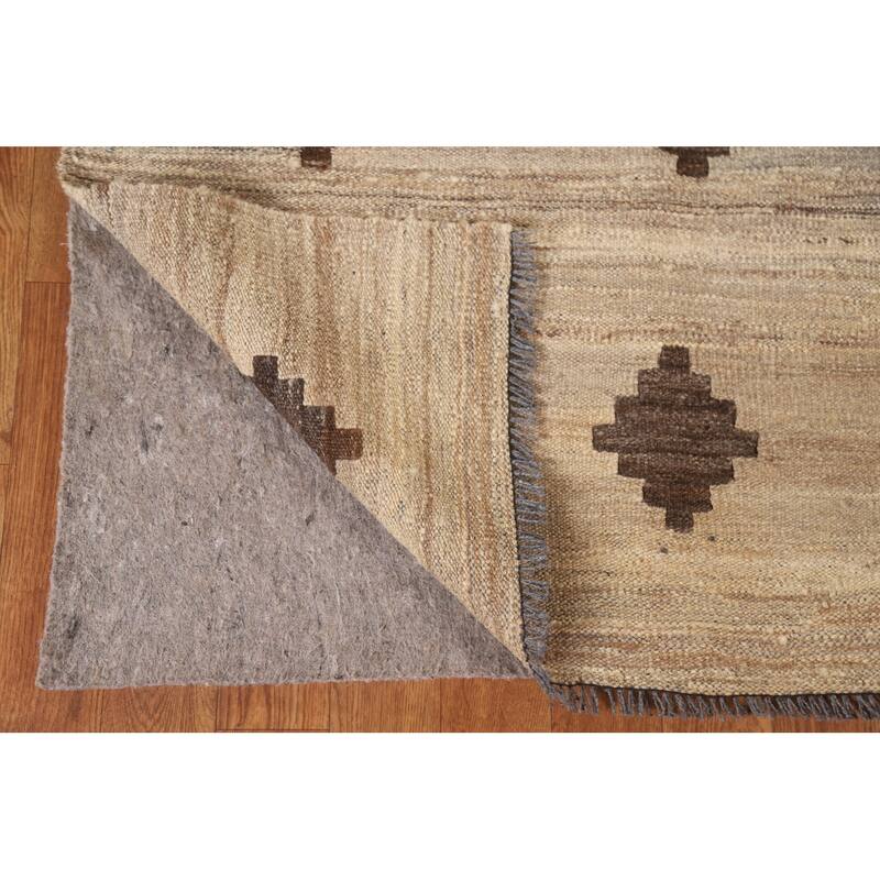 Geometric Kilim Modern Area Rug Hand-woven Wool Carpet - 5'1"x 6'6"